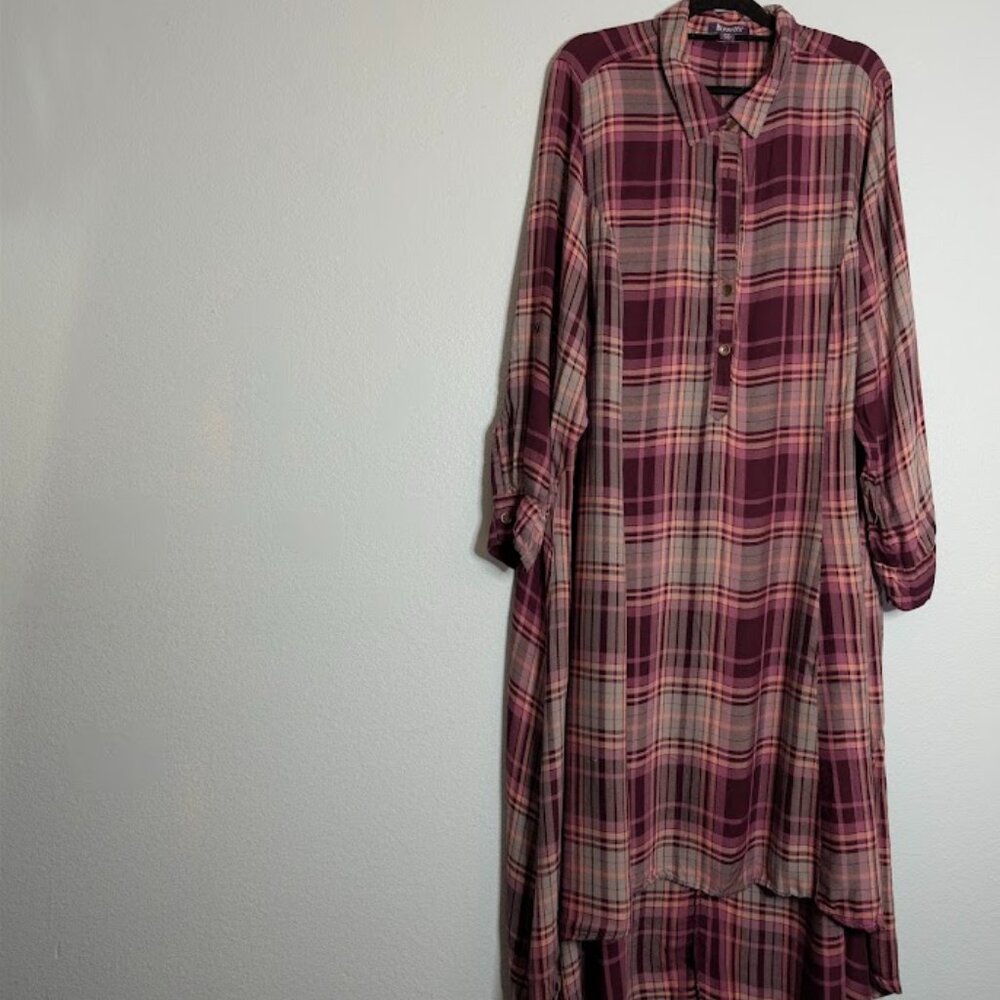 Roaman's Plaid Flannel Shirt Dress Size 30w